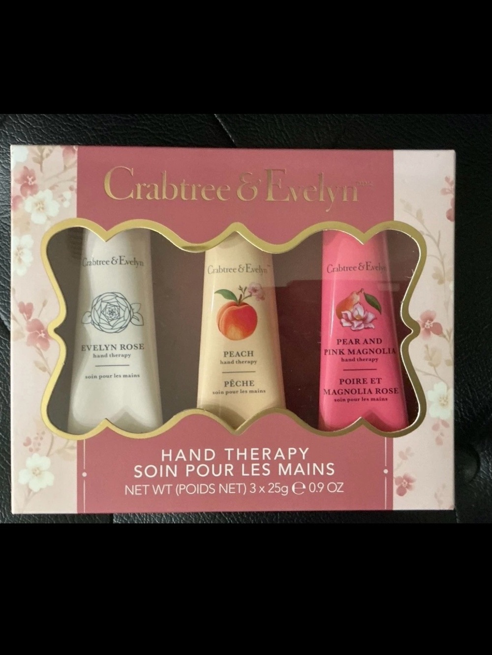 Crabtree & Evelyn Hand Therapy 3-Pc Mini Set - Peach, Rose, Pear pink magnolia